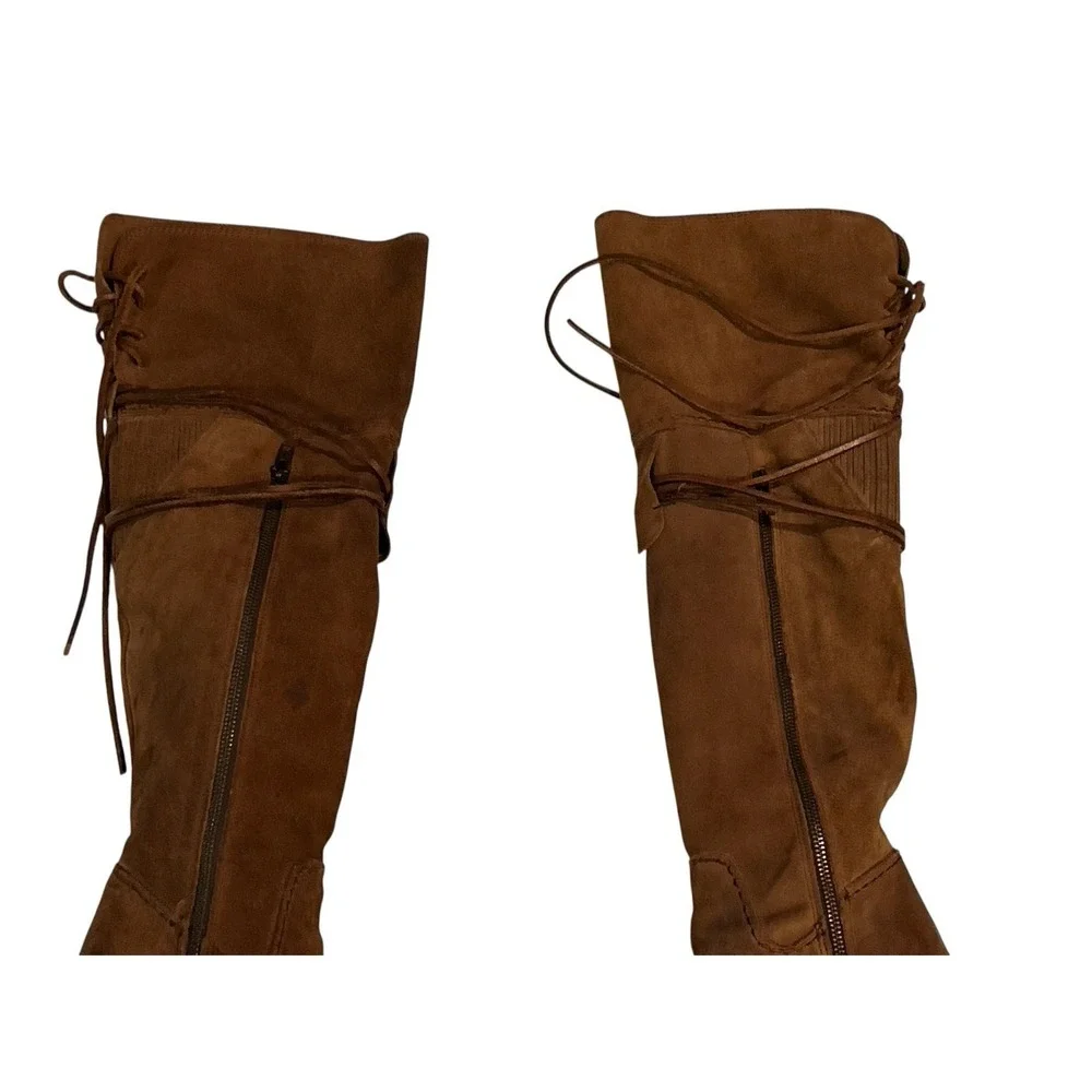 Freebird by Steven‎ Blain Boots Over The Knee Cognac Suede Leather Size
